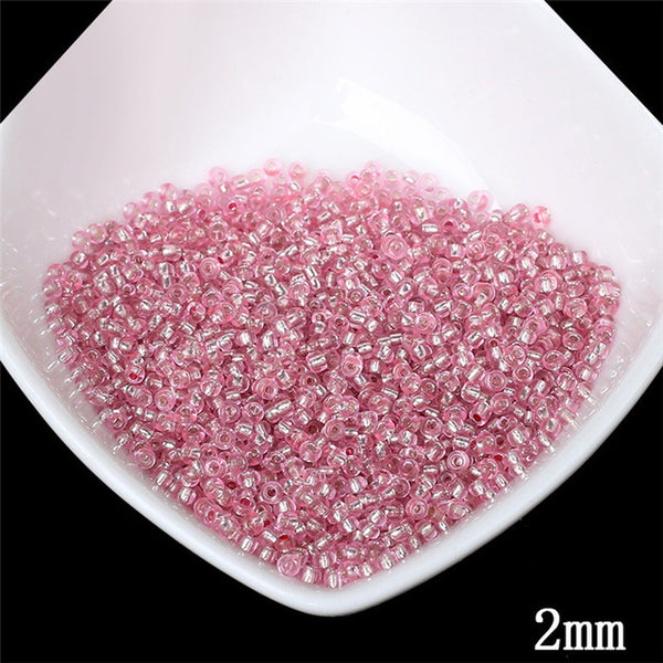 2MM Silver Lined Round Hole Czech Glass Seed Spacer Beads 1000pcs/lot Austria Crystal Round Beads For Kids DIY Jewelry Making