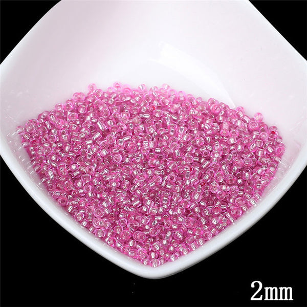 2MM Silver Lined Round Hole Czech Glass Seed Spacer Beads 1000pcs/lot Austria Crystal Round Beads For Kids DIY Jewelry Making