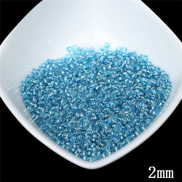 2MM Silver Lined Round Hole Czech Glass Seed Spacer Beads 1000pcs/lot Austria Crystal Round Beads For Kids DIY Jewelry Making