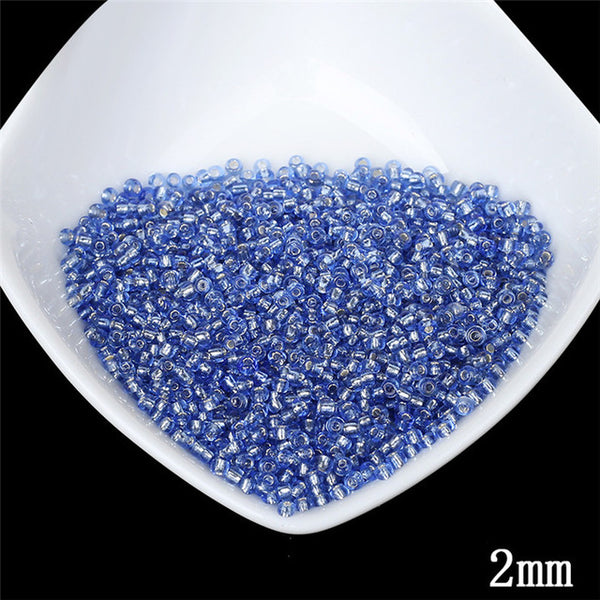 2MM Silver Lined Round Hole Czech Glass Seed Spacer Beads 1000pcs/lot Austria Crystal Round Beads For Kids DIY Jewelry Making