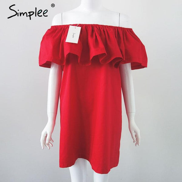 Simplee Apparel Ruffles slash neck women dress Summer style off shoulder sexy dresses vestidos White tube beach dress cotton
