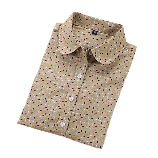 2016 Plus Size Polka Dot Cotton Women Blouses Shirts Long Sleeve Women Shirts  Turn Down Collar Cotton Casual Shirt Women Tops