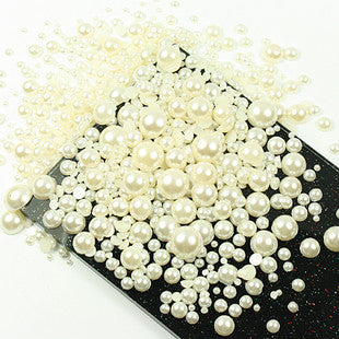 Sales!1000Pcs 50Gram Mixed 2-10mm Craft ABS Imitation Pearls Half Round Flatback Pearls Resin Scrapbook Beads For DIY Decoration
