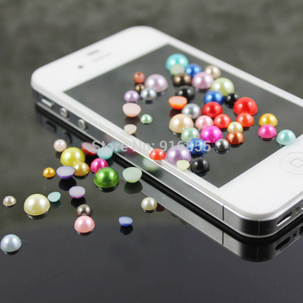 Sales!1000Pcs 50Gram Mixed 2-10mm Craft ABS Imitation Pearls Half Round Flatback Pearls Resin Scrapbook Beads For DIY Decoration