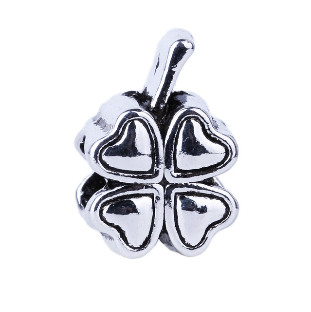 1pc Free Shipping Silver Bead Charm European Love Heart Clover Owl Boy Dog Paw Family Fashion Bead Fit Pandora Bracelet Necklace