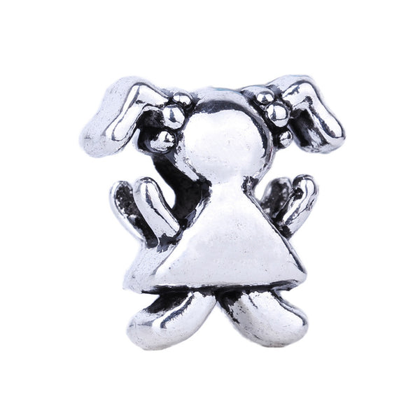 1pc Free Shipping Silver Bead Charm European Love Heart Clover Owl Boy Dog Paw Family Fashion Bead Fit Pandora Bracelet Necklace