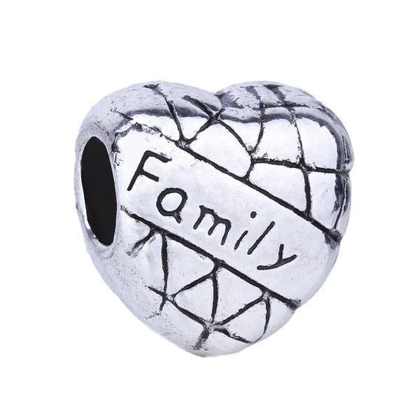 1pc Free Shipping Silver Bead Charm European Love Heart Clover Owl Boy Dog Paw Family Fashion Bead Fit Pandora Bracelet Necklace