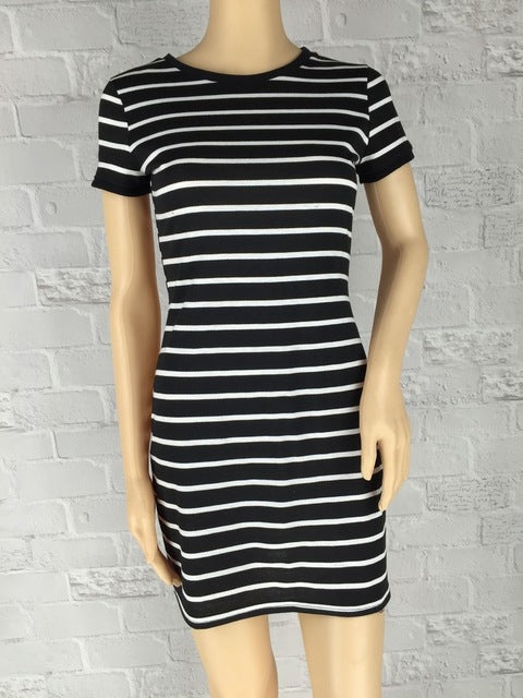 Summer New Round Neck Striped Short-sleeved Dress