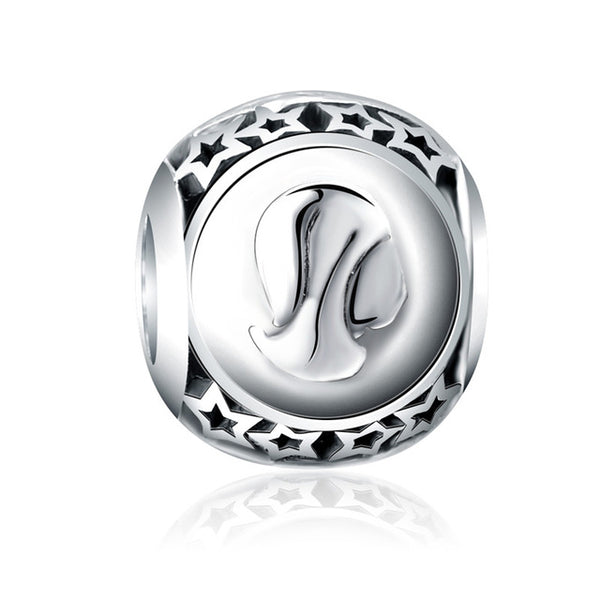 LZESHINE 925 Sterling Silver Beads Twelve Constellations Accessoriess  Zodiac Bead Charm Fit Original Pandora Bracelet PSMB0709