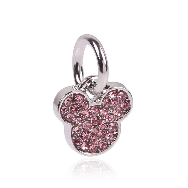 Free shipping 1pc European Silver Crystal Mickey Heanband Hanging Peandant Dangle Bead Charm Fits Pandora Charm Bracelets