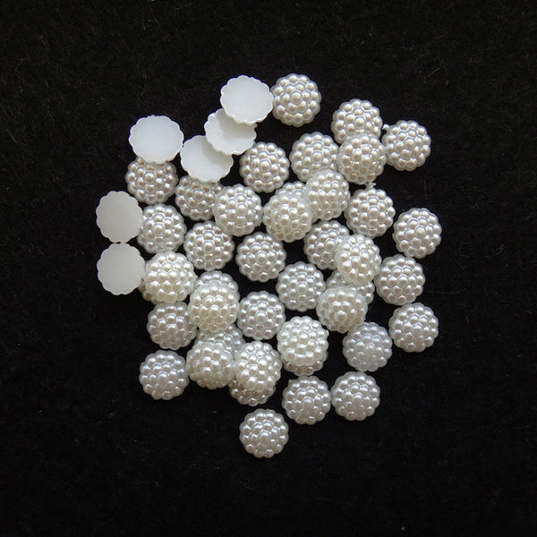 Free Shipping 144Pcs/lot 10mm Imitation Pearls Half Round Flatback Flower Beads Wedding Cards Embellishments DIY Decoration
