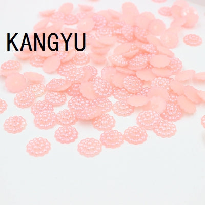 Free Shipping 144Pcs/lot 10mm Imitation Pearls Half Round Flatback Flower Beads Wedding Cards Embellishments DIY Decoration