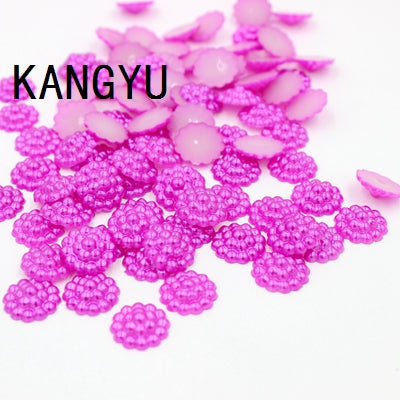 Free Shipping 144Pcs/lot 10mm Imitation Pearls Half Round Flatback Flower Beads Wedding Cards Embellishments DIY Decoration