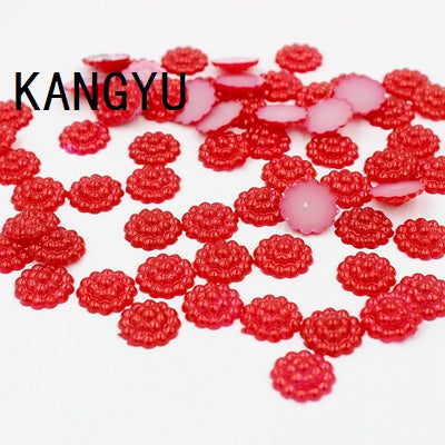 Free Shipping 144Pcs/lot 10mm Imitation Pearls Half Round Flatback Flower Beads Wedding Cards Embellishments DIY Decoration