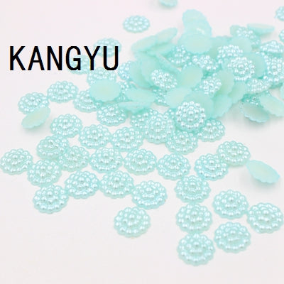 Free Shipping 144Pcs/lot 10mm Imitation Pearls Half Round Flatback Flower Beads Wedding Cards Embellishments DIY Decoration
