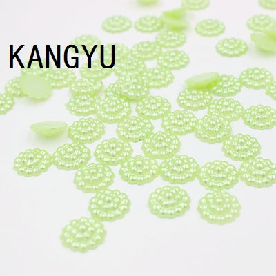 Free Shipping 144Pcs/lot 10mm Imitation Pearls Half Round Flatback Flower Beads Wedding Cards Embellishments DIY Decoration