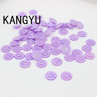 Free Shipping 144Pcs/lot 10mm Imitation Pearls Half Round Flatback Flower Beads Wedding Cards Embellishments DIY Decoration