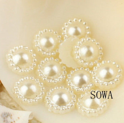 Free Shipping 144Pcs/lot 10mm Imitation Pearls Half Round Flatback Flower Beads Wedding Cards Embellishments DIY Decoration