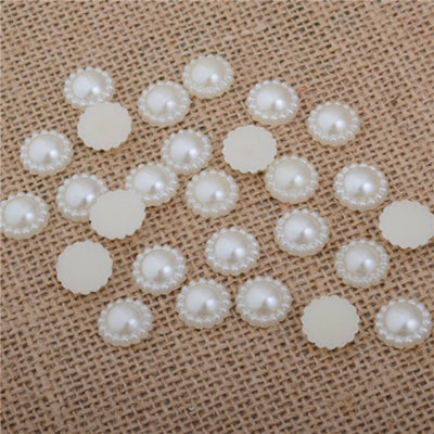 Free Shipping 144Pcs/lot 10mm Imitation Pearls Half Round Flatback Flower Beads Wedding Cards Embellishments DIY Decoration