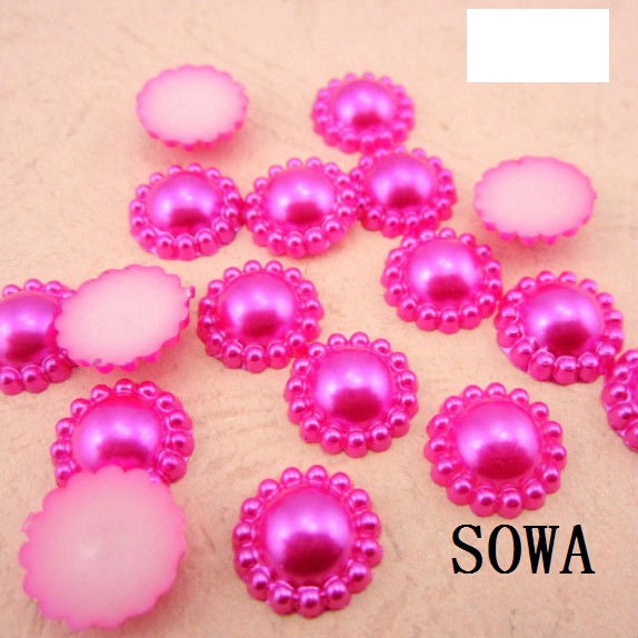 Free Shipping 144Pcs/lot 10mm Imitation Pearls Half Round Flatback Flower Beads Wedding Cards Embellishments DIY Decoration