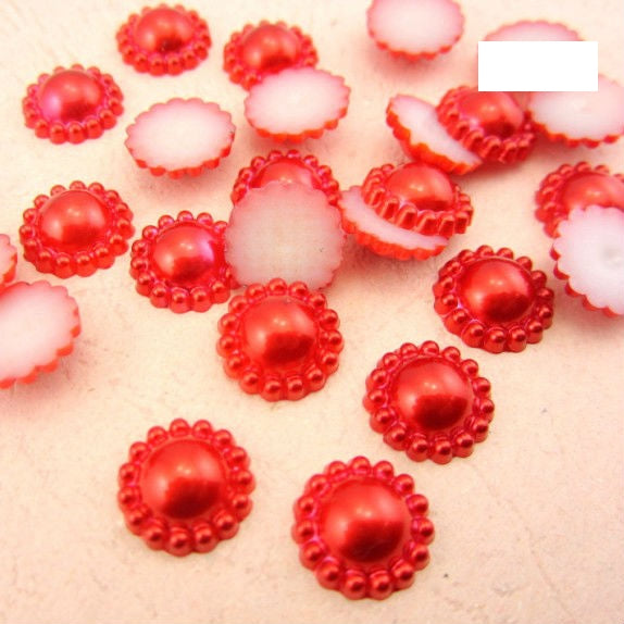 Free Shipping 144Pcs/lot 10mm Imitation Pearls Half Round Flatback Flower Beads Wedding Cards Embellishments DIY Decoration