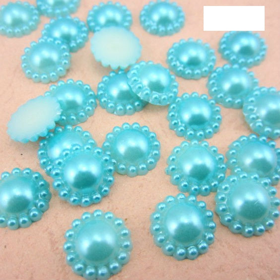Free Shipping 144Pcs/lot 10mm Imitation Pearls Half Round Flatback Flower Beads Wedding Cards Embellishments DIY Decoration