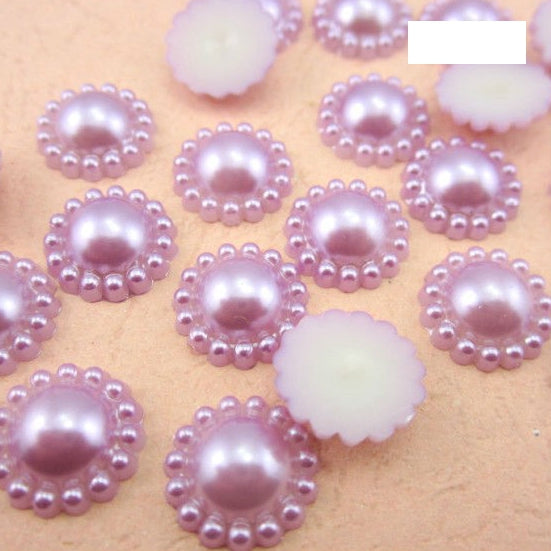 Free Shipping 144Pcs/lot 10mm Imitation Pearls Half Round Flatback Flower Beads Wedding Cards Embellishments DIY Decoration