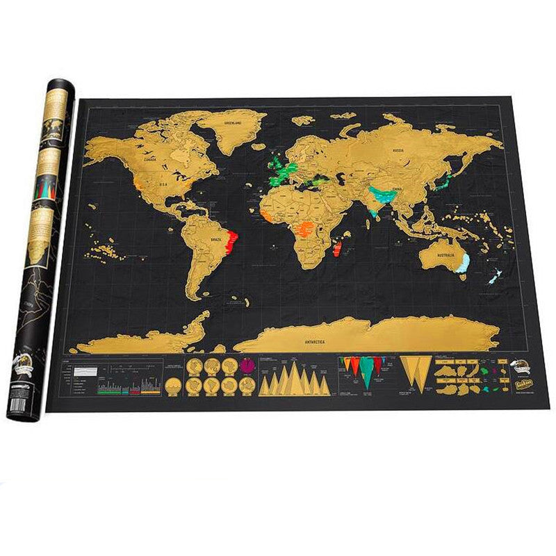 1Piece In Stock Deluxe Scratch Map / Deluxe Scratch World Map 82.5 x 59.5cm Black Map Scratch