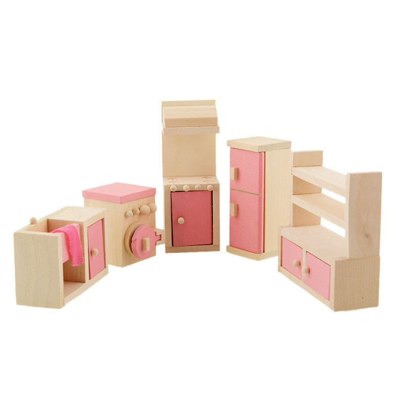 5pcs/set Novelty Wooden Dollhouse Furniture Kitchen Set for Doll House Decoration