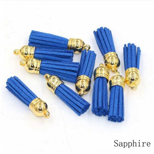 15pcs/lot 38mm Suede Tassel For Keychain Cellphone Straps Jewelry Charms  Leather Tassels Plated Gold Caps Diy Accessories OL-18