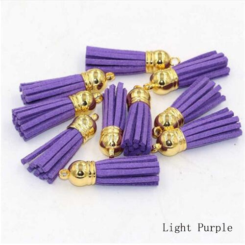 15pcs/lot 38mm Suede Tassel For Keychain Cellphone Straps Jewelry Charms  Leather Tassels Plated Gold Caps Diy Accessories OL-18