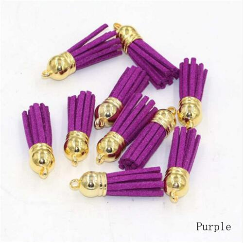 15pcs/lot 38mm Suede Tassel For Keychain Cellphone Straps Jewelry Charms  Leather Tassels Plated Gold Caps Diy Accessories OL-18