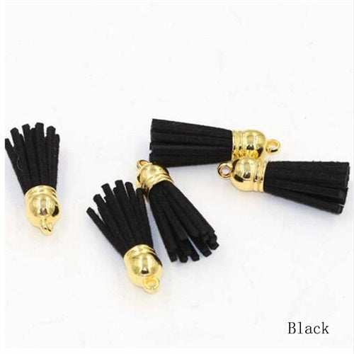 15pcs/lot 38mm Suede Tassel For Keychain Cellphone Straps Jewelry Charms  Leather Tassels Plated Gold Caps Diy Accessories OL-18