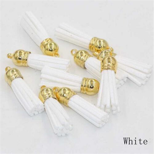 15pcs/lot 38mm Suede Tassel For Keychain Cellphone Straps Jewelry Charms  Leather Tassels Plated Gold Caps Diy Accessories OL-18