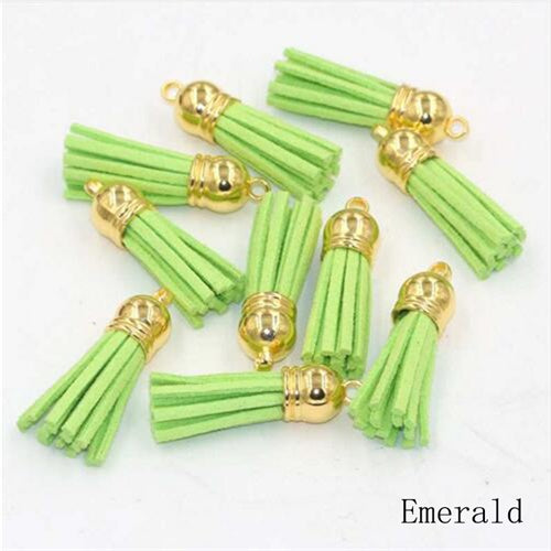 15pcs/lot 38mm Suede Tassel For Keychain Cellphone Straps Jewelry Charms  Leather Tassels Plated Gold Caps Diy Accessories OL-18