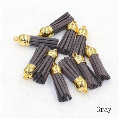 15pcs/lot 38mm Suede Tassel For Keychain Cellphone Straps Jewelry Charms  Leather Tassels Plated Gold Caps Diy Accessories OL-18