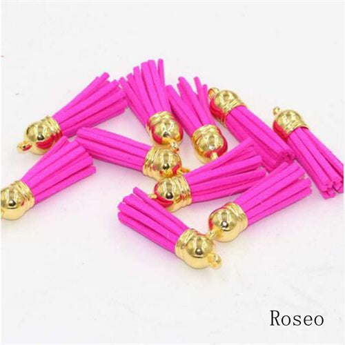 15pcs/lot 38mm Suede Tassel For Keychain Cellphone Straps Jewelry Charms  Leather Tassels Plated Gold Caps Diy Accessories OL-18