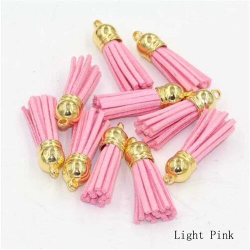 15pcs/lot 38mm Suede Tassel For Keychain Cellphone Straps Jewelry Charms  Leather Tassels Plated Gold Caps Diy Accessories OL-18