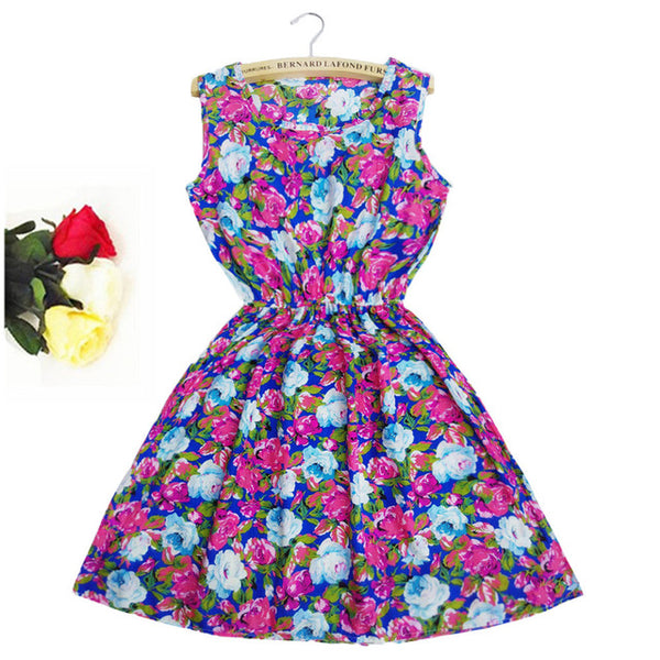Super Price !2016 Casual Style Spring Women Sleeveless Mini Dress O-Neck Vetidos Beach Dresses Women Clothing