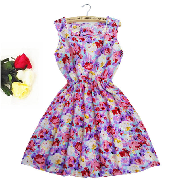 Super Price !2016 Casual Style Spring Women Sleeveless Mini Dress O-Neck Vetidos Beach Dresses Women Clothing