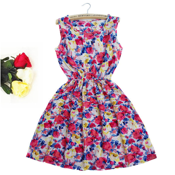Super Price !2016 Casual Style Spring Women Sleeveless Mini Dress O-Neck Vetidos Beach Dresses Women Clothing