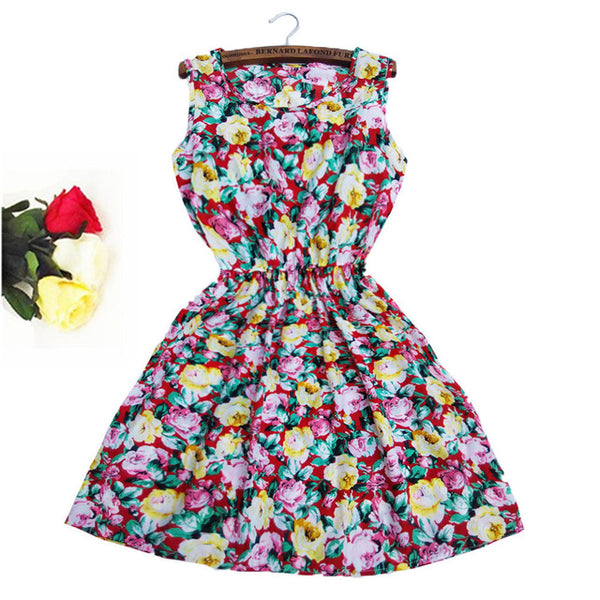 Super Price !2016 Casual Style Spring Women Sleeveless Mini Dress O-Neck Vetidos Beach Dresses Women Clothing