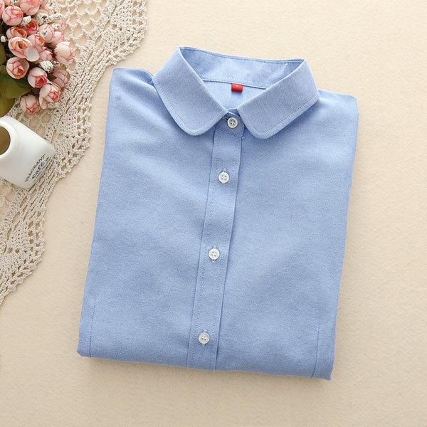 Women Blouses 2017 New Arrived EYM Brand Casual Cotton Oxford Long Sleeved Shirt Blusas Plus Size Women Tops Chemise Femme Style