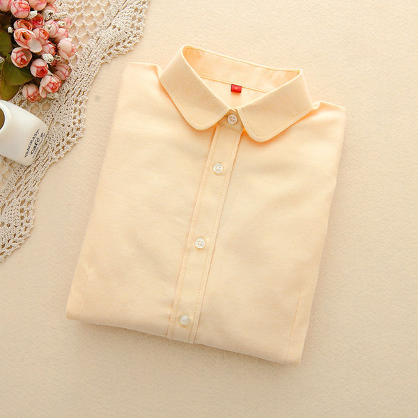 Women Blouses 2017 New Arrived EYM Brand Casual Cotton Oxford Long Sleeved Shirt Blusas Plus Size Women Tops Chemise Femme Style