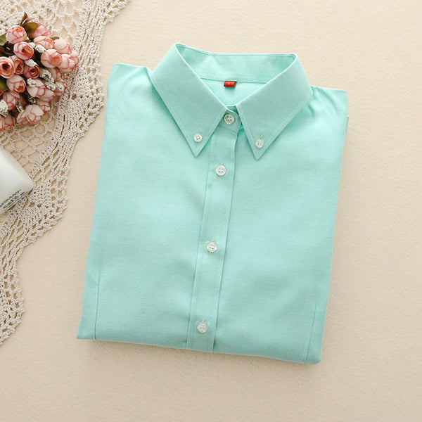 Women Blouses 2017 New Arrived EYM Brand Casual Cotton Oxford Long Sleeved Shirt Blusas Plus Size Women Tops Chemise Femme Style