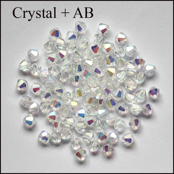 Bicone Beads Crystal AB 100PCS/LOT 4mm Czech Loose Crystal Beads/ Faceted Glass Beads for DIY Jewelry Earrings Bracelets