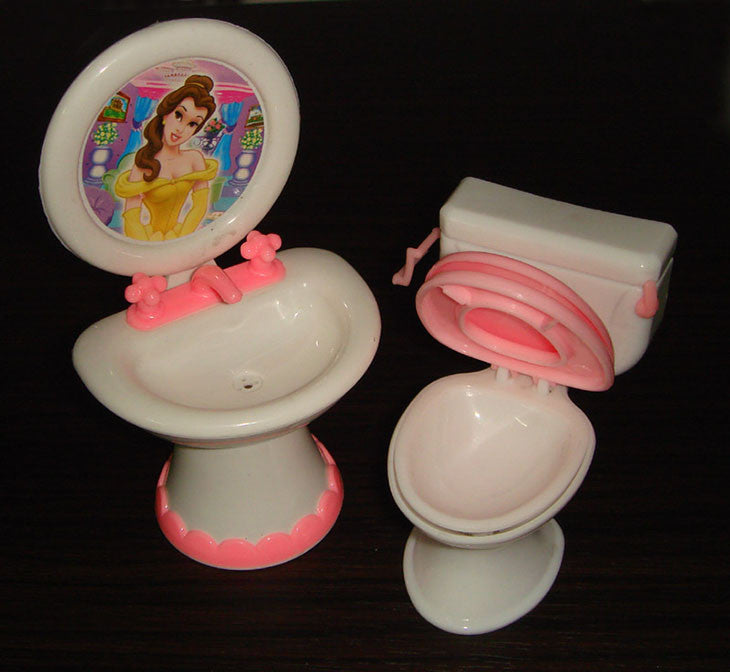 Kid's play house toys Doll Accessories Handmade Doll's Plastic Basin&closestool set For Dolls/Kali dolls