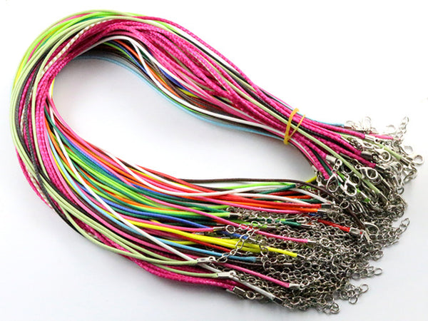 20 Pcs/lot Real Handmade Leather Adjustable Braided Rope Necklaces & Pendant Charms Findings Lobster Clasp String Cord 2 mm