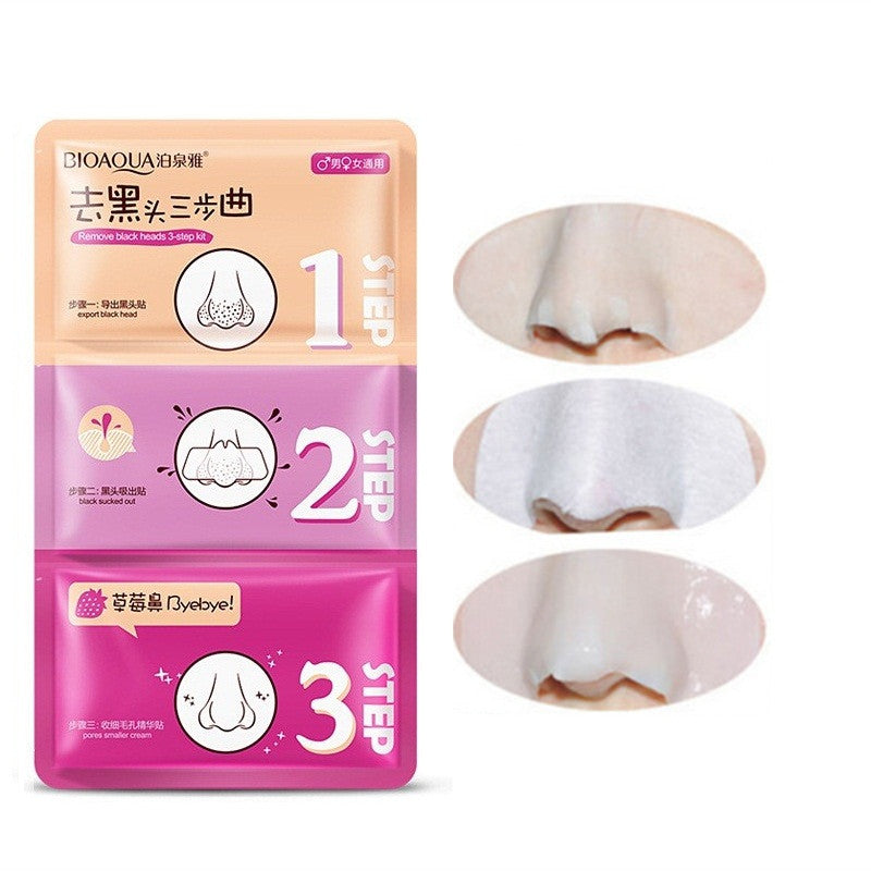 BIOAQUA Face Care Nose Mask Remove Blackhead Acne Remover Clear Beauty Clean Cosmetic 3 Step Kit