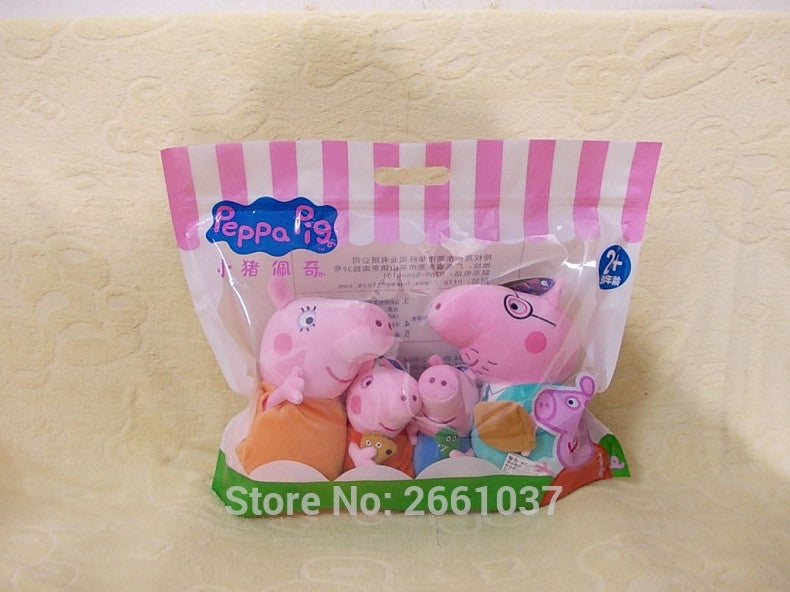 genuine 4PCS/Lot Plush pig Peppa Pig plush Family suit high quality hot sale Short Floss Animal Pig Doll For Children's Gift